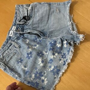 YMI Blue Floral Jean Shorts